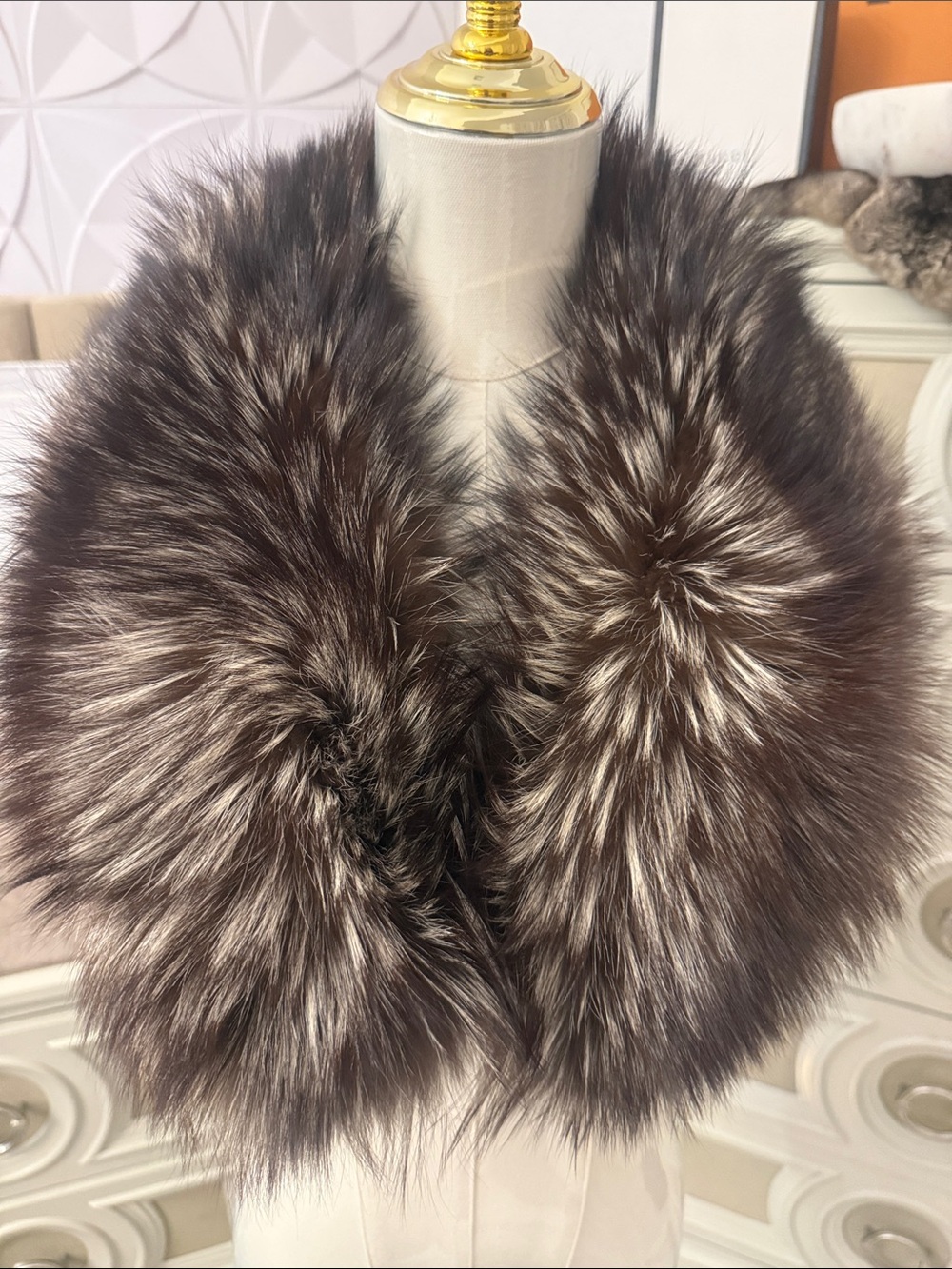 Silver fox fur collar